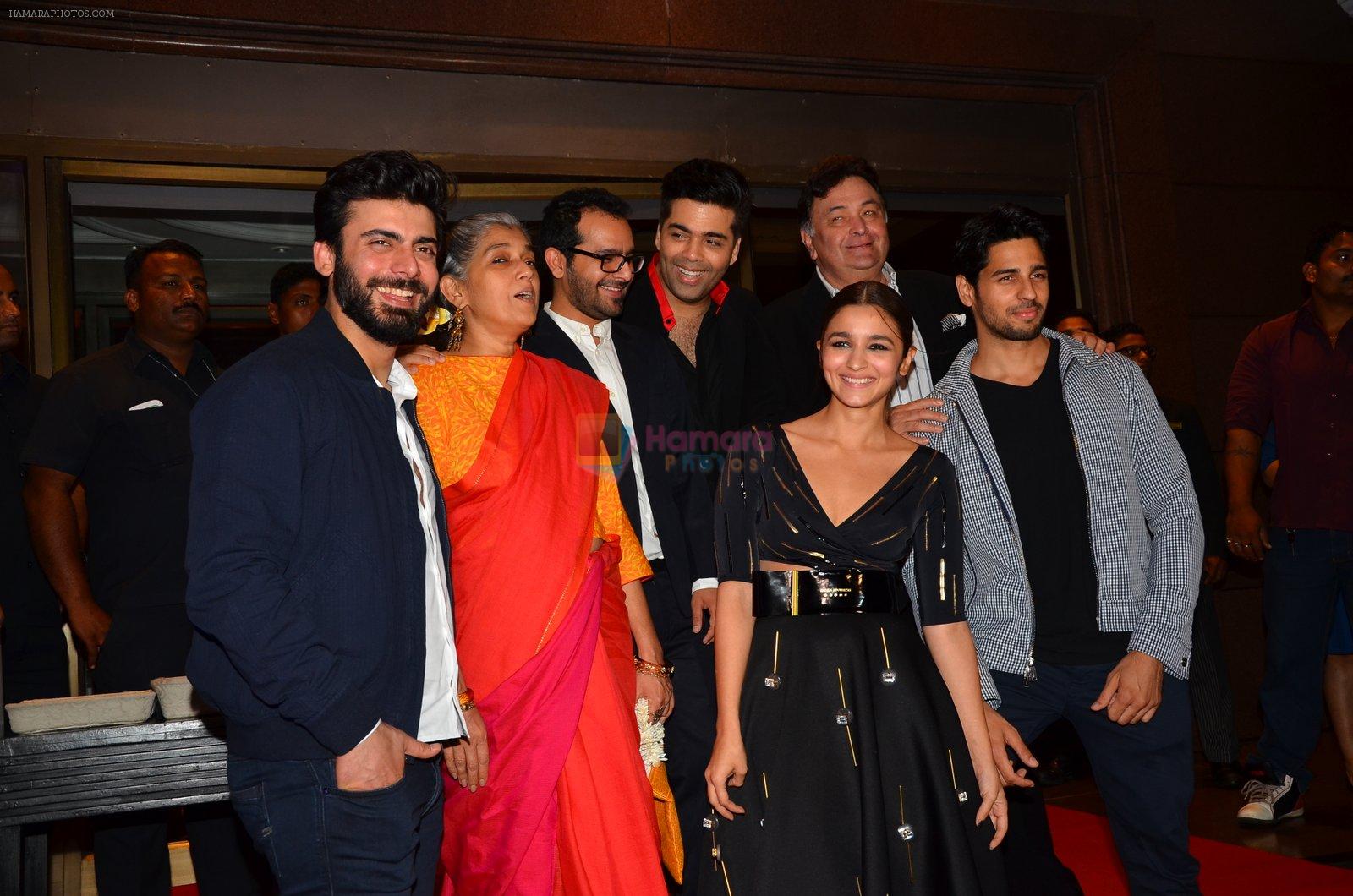 Alia Bhatt, Fawad Khan, Ratna Pathak Shah, Rishi Kapoor, Sidharth Malhotra, Karan Johar, Shakun Batra at Kapoor n Sons success bash on 3rd April 2016