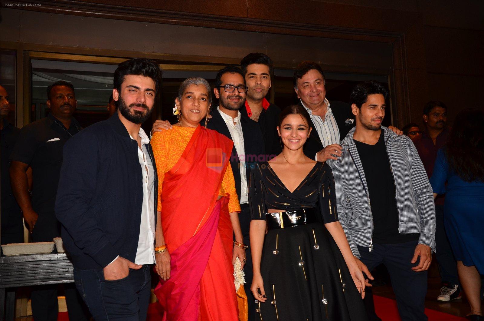 Alia Bhatt, Fawad Khan, Ratna Pathak Shah, Rishi Kapoor, Sidharth Malhotra, Karan Johar, Shakun Batra at Kapoor n Sons success bash on 3rd April 2016