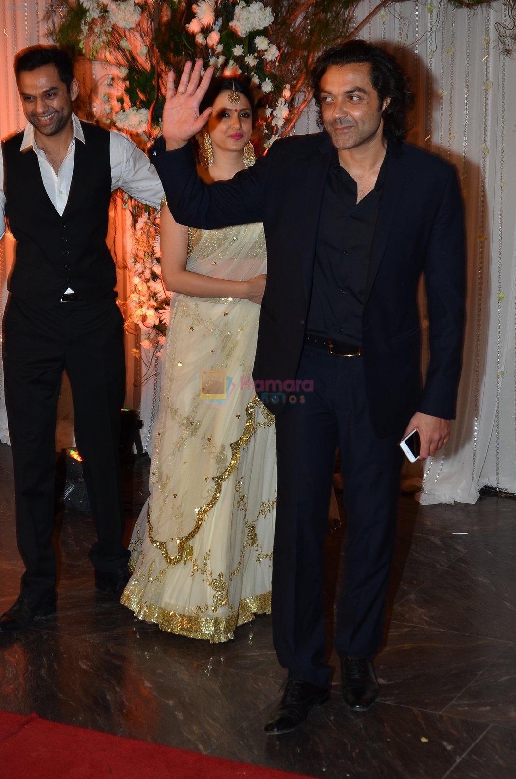 Abhay Deol,Bobby Deol at Bipasha Basu and Karan Singh Grover's Wedding Reception on 30th April 2016