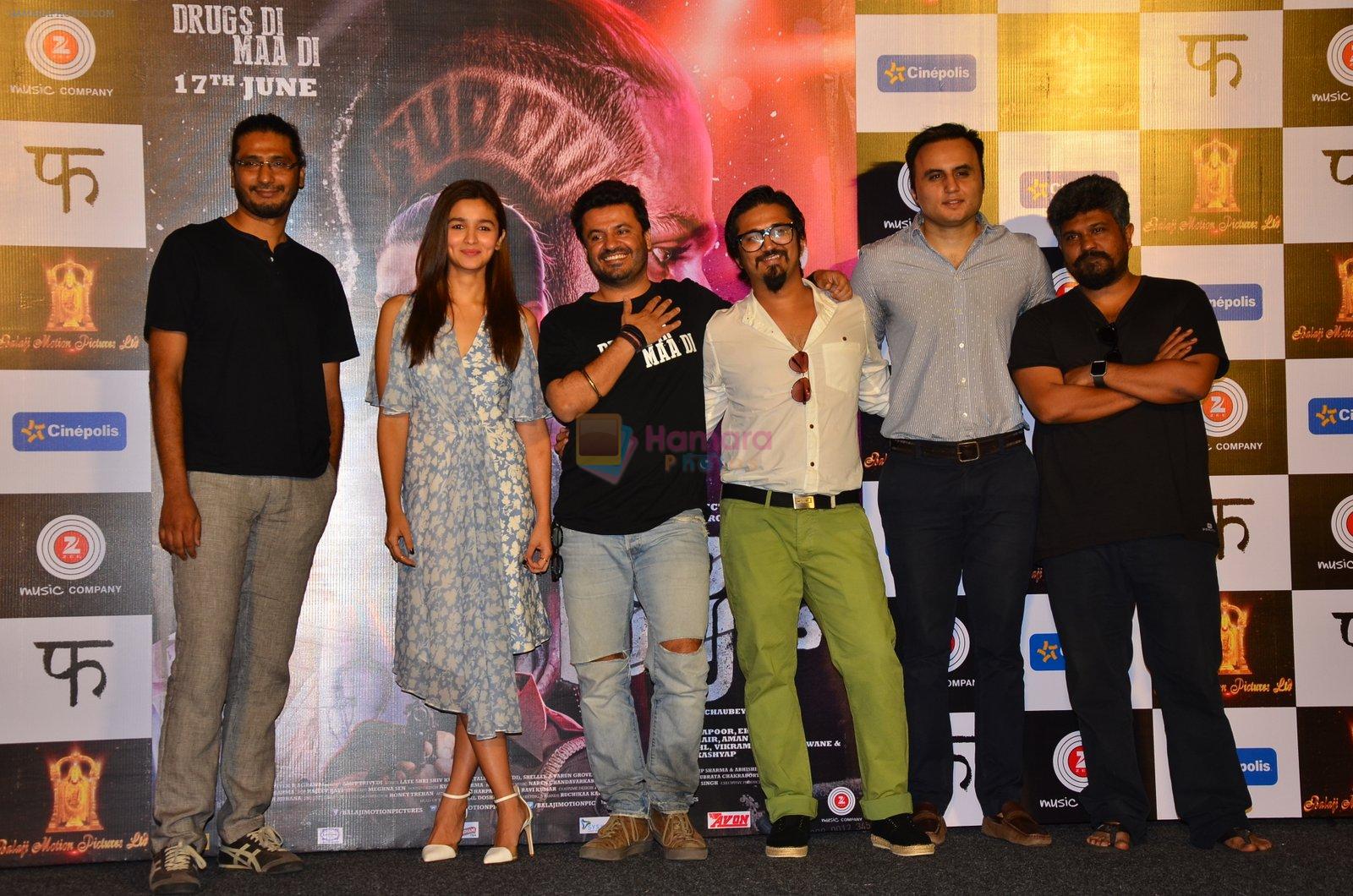 Alia Bhatt, Vikas Bahl,Amit Trivedi at Udta Punjab trailer launch in Mumbai on 11th May 2016