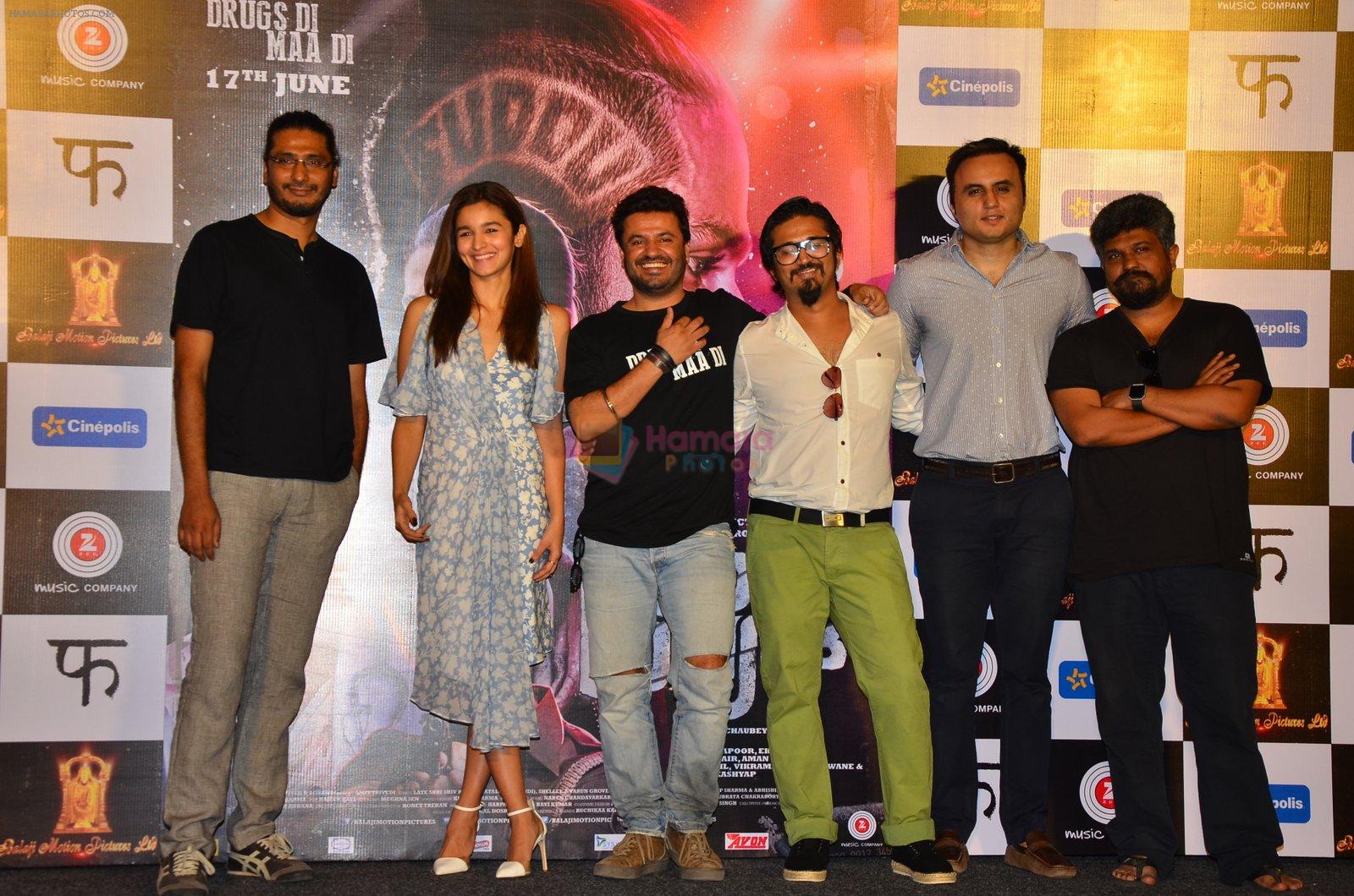 Alia Bhatt, Vikas Bahl,Amit Trivedi at Udta Punjab trailer launch in Mumbai on 11th May 2016