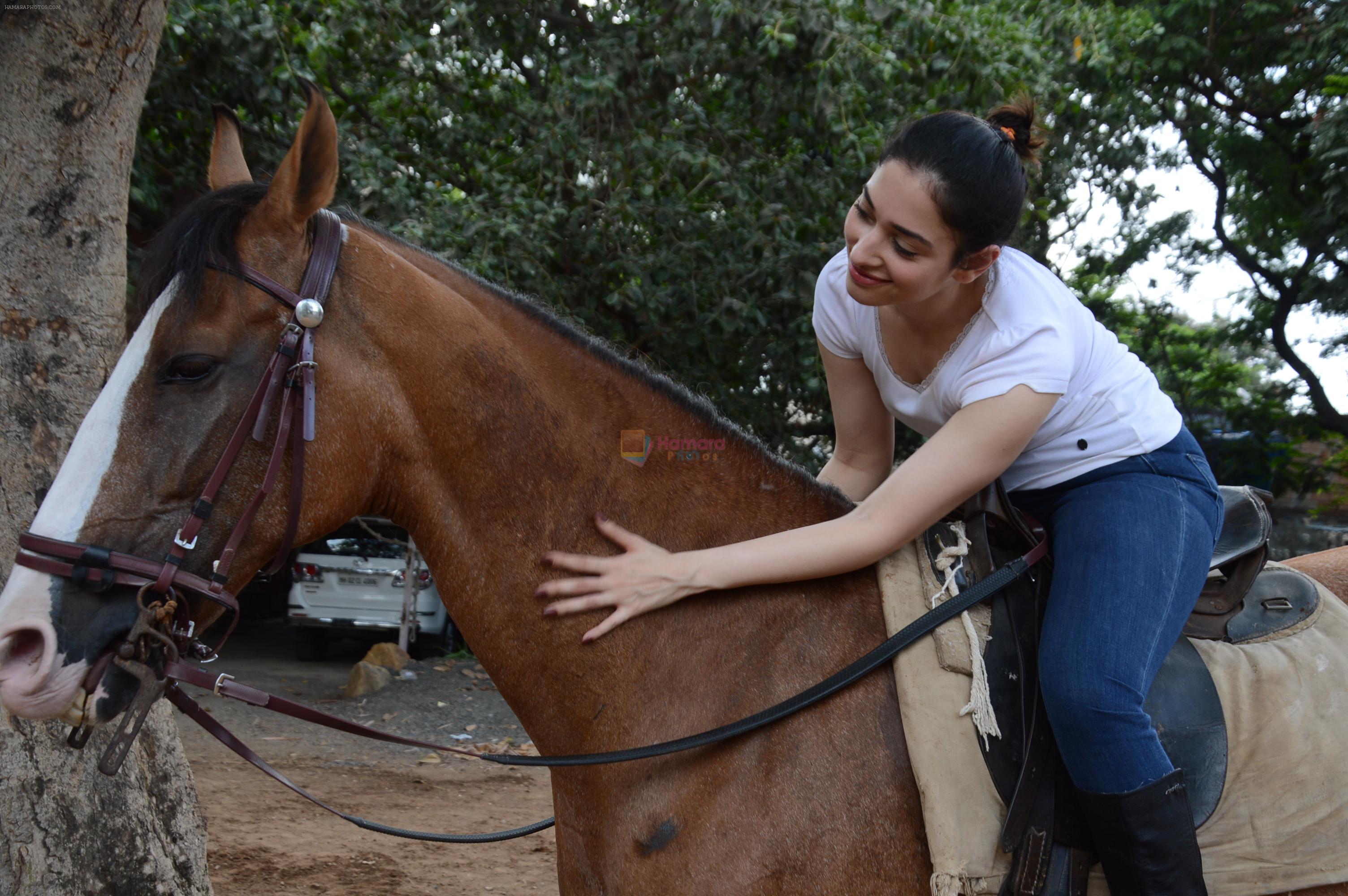 Tamannah Bhatia learns horse riding for Baahubali 2 on 8th June 2016