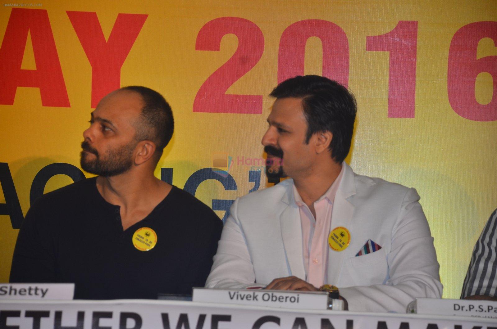 Vivek Oberoi and Rohit Shetty at an event to support fight against Tobacco and Cancer and the cause in Mumbai on 11th June 2016