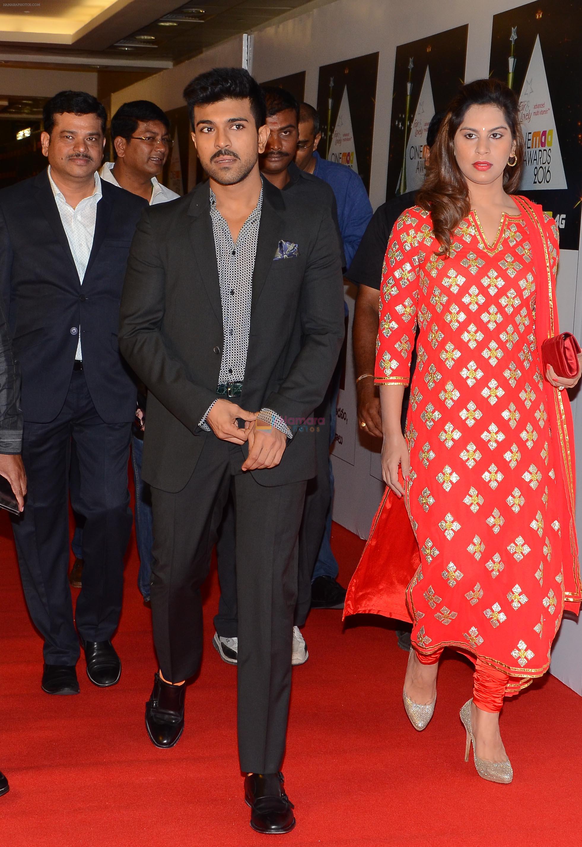 Ram Charan at CINEMAA AWARDS red carpet on 13th June 2016