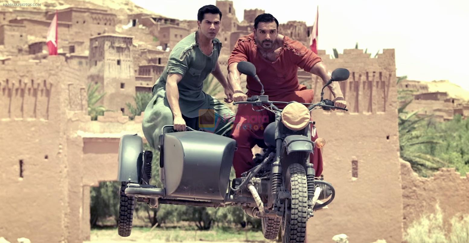 John Abraham, Varun Dhawan in Dishoom Movie Still