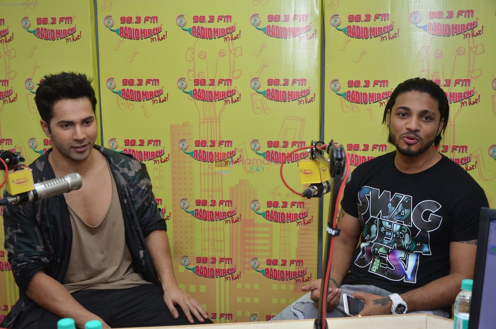 Varun Dhawan and Raftaar at Radio Mirchi studio for Dishoom on 8th July 2016