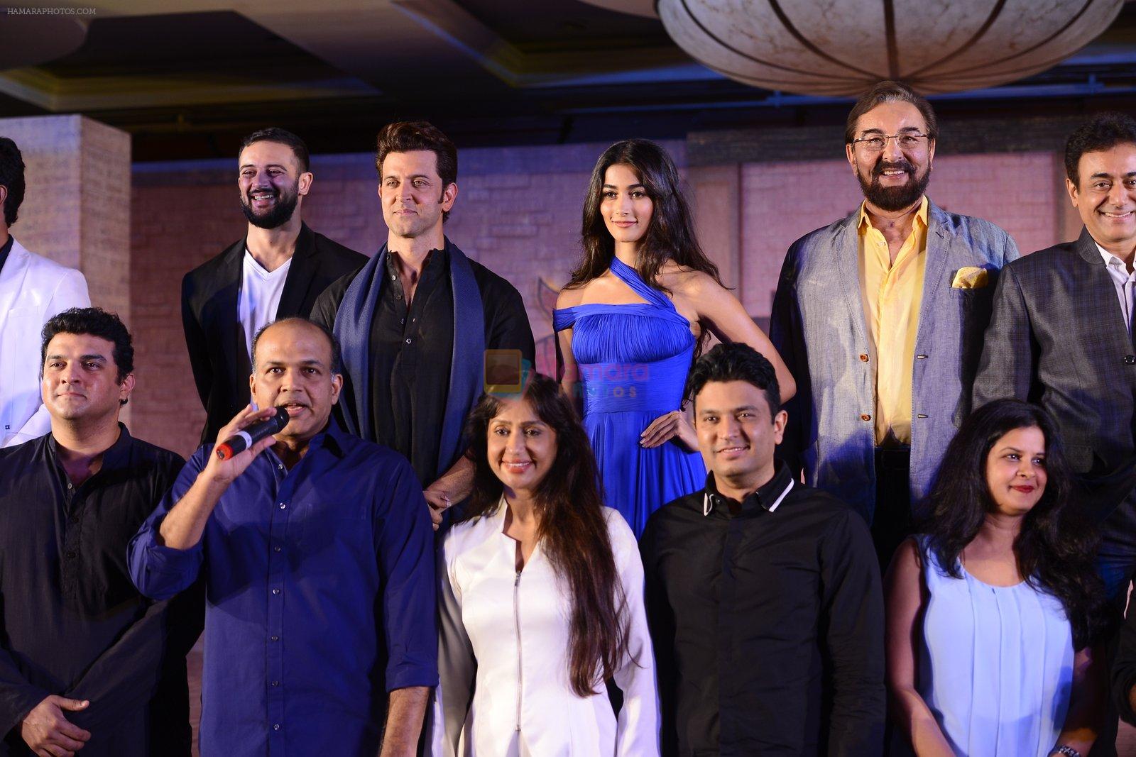 Hrithik Roshan, Pooja Hegde, Ashutosh Gowariker, Sunita Gowariker, Siddharth Roy Kapoor, A R Rahman, Bhushan Kumar at Mohenjo Daro film launch in Mumbai on 12th July 2016