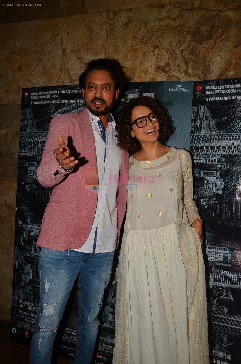 Kangana Ranaut, Irrfan Khan at Madaari screening in Lightbox on 20th July 2016