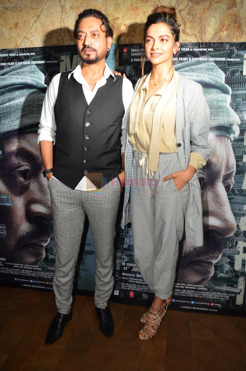 Deepika Padukone, Irrfan Khan at the special screening of Madaari in Lightbox on 21st July 2016