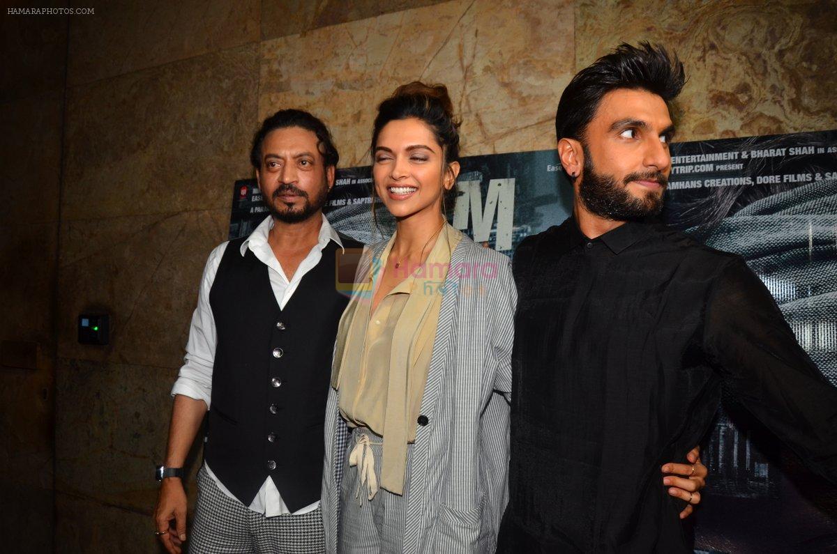 Ranveer Singh, Deepika Padukone, Irrfan Khan at the special screening of Madaari in Lightbox on 21st July 2016