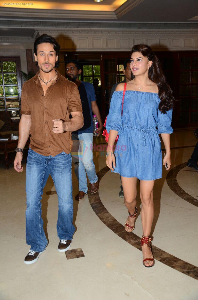 Tiger Shroff and Jacqueline Fernandez during the audio launch of Beat Pe Booty song from film A Flying Jatt at the Radio City Studios in Mumbai, India on August 3, 3016
