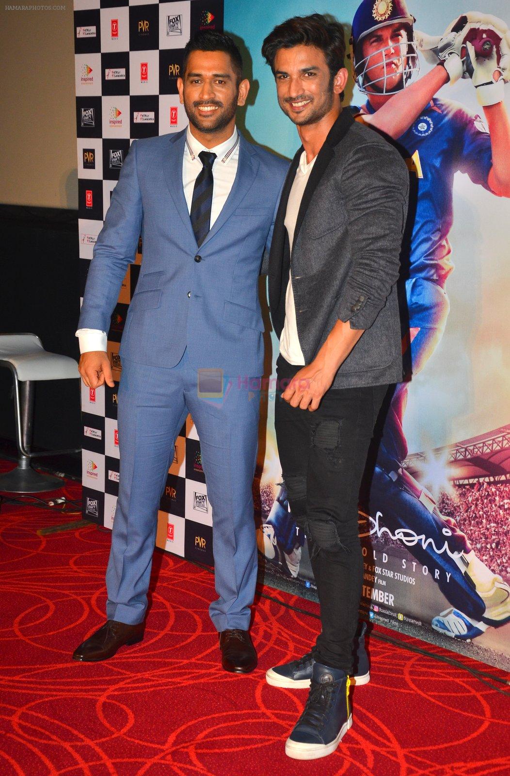 Sushant Singh Rajput, Mahendra Singh Dhoni at M.S.DHONI Movie promo in Juhu on 11th Aug 2016