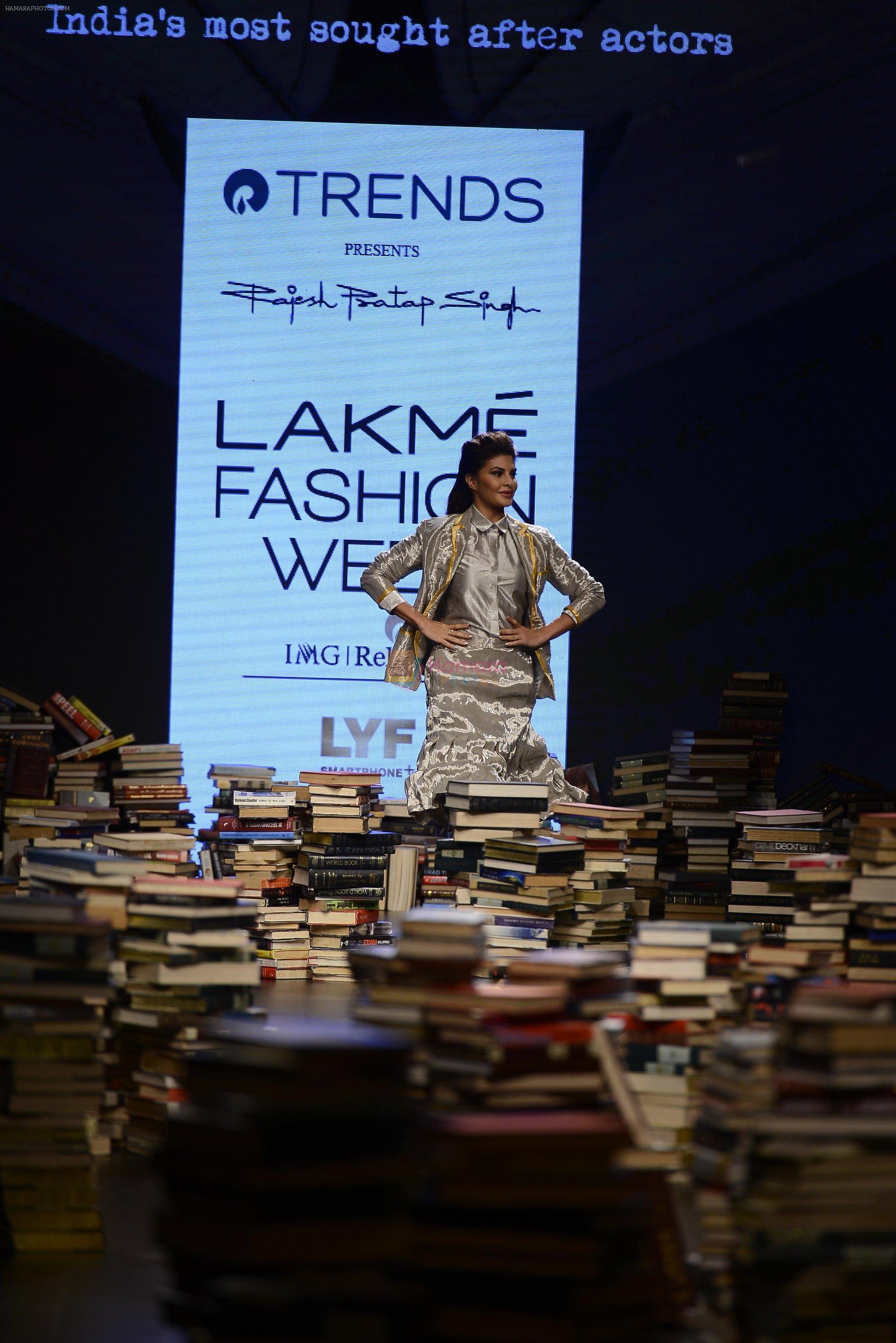 Jacqueline Fernandez walk the ramp for Rajesh Pratap Singh Show at Lakme Fashion Week 2016 on 27th Aug 2016