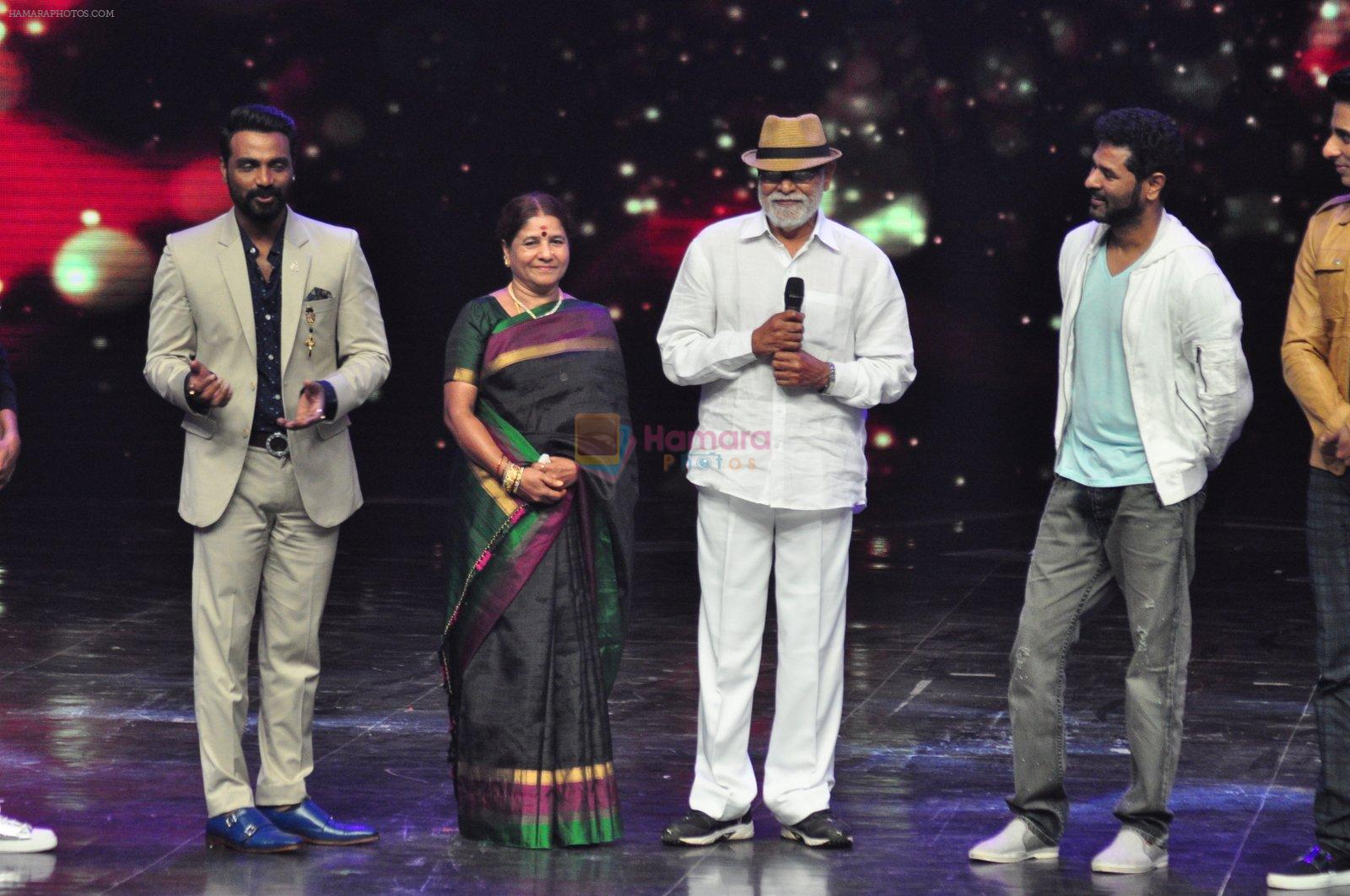 Prabhu Deva with his father on the sets of Star Plus's Dance Plus on 4th Sept 2016