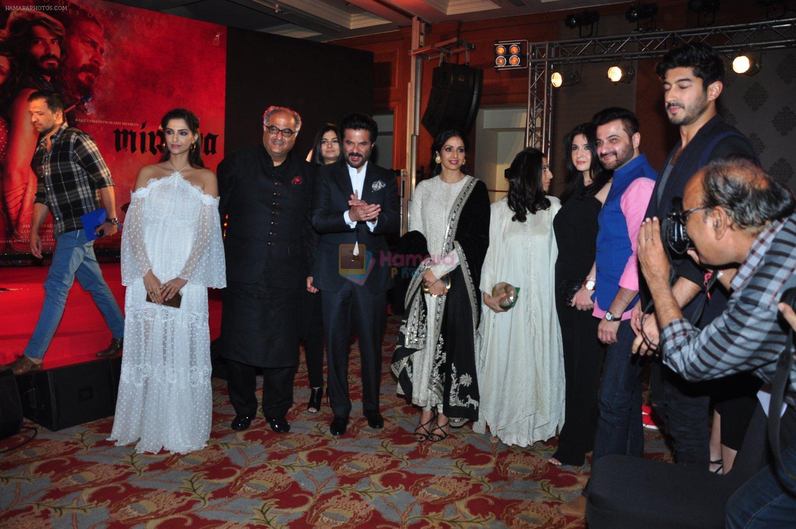 Rhea Kapoor, Sonam Kapoor, Harshvardhan Kapoor,Anil kapoor, Sridevi, Boney Kapoor, Sanjay Kapoor at the Audio release of Mirzya on 13th Sept 2016
