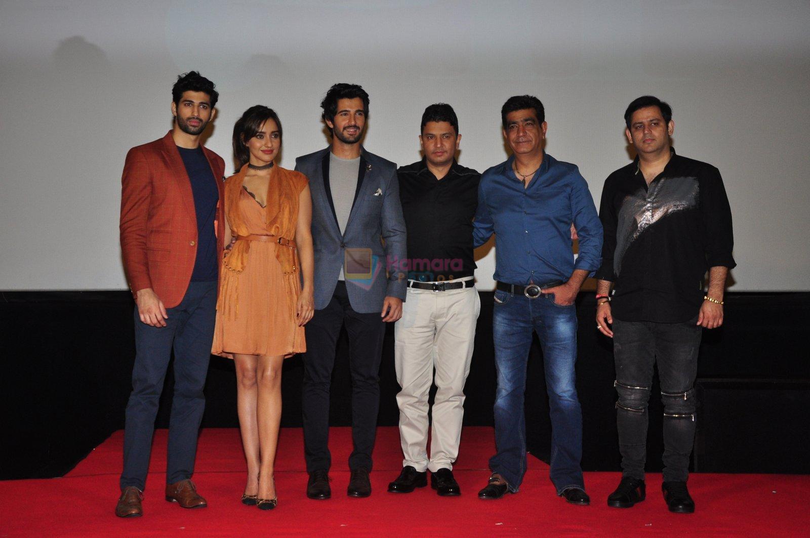 Aashim Gulati, Neha Sharma, Aditya Seal, Bhushan Kumar, Krishan Kumar, Ajay Kapoor at the Audio release of Tum Bin 2 on 14th Sept 2016