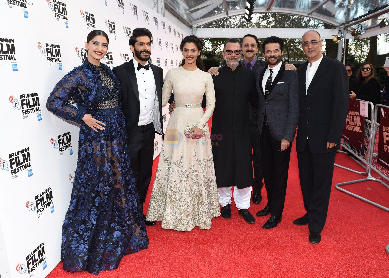 Harshvardhan Kapoor, Saiyami Kher, Sonam Kapoor, Rakesh Mehra at Mirzya premiere in BFI London Film festival on 10th Oct 2016