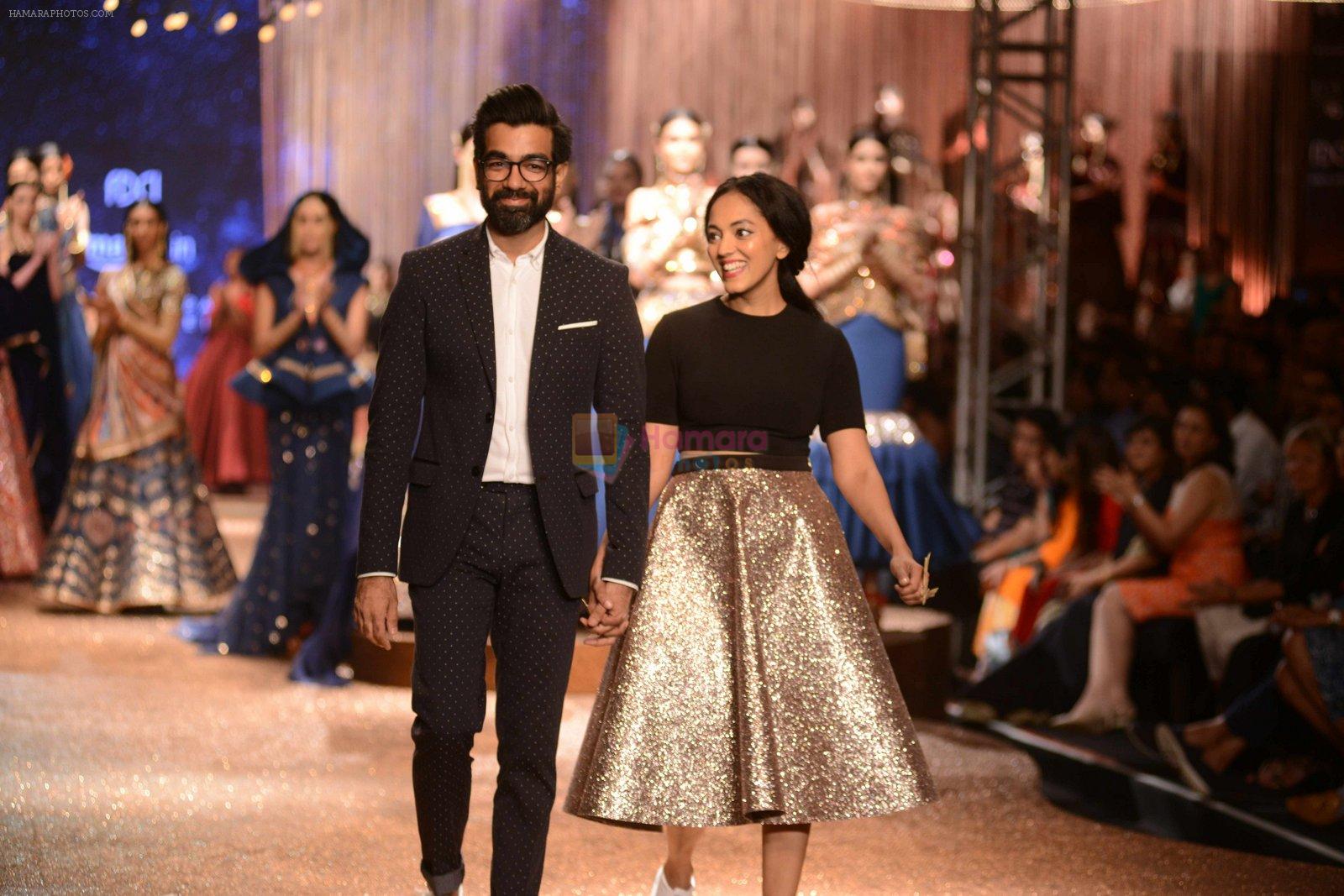 Model walk the ramp for JJ Valaya Show grand finale at amazon India Fashion Week on 16th Oct 2016