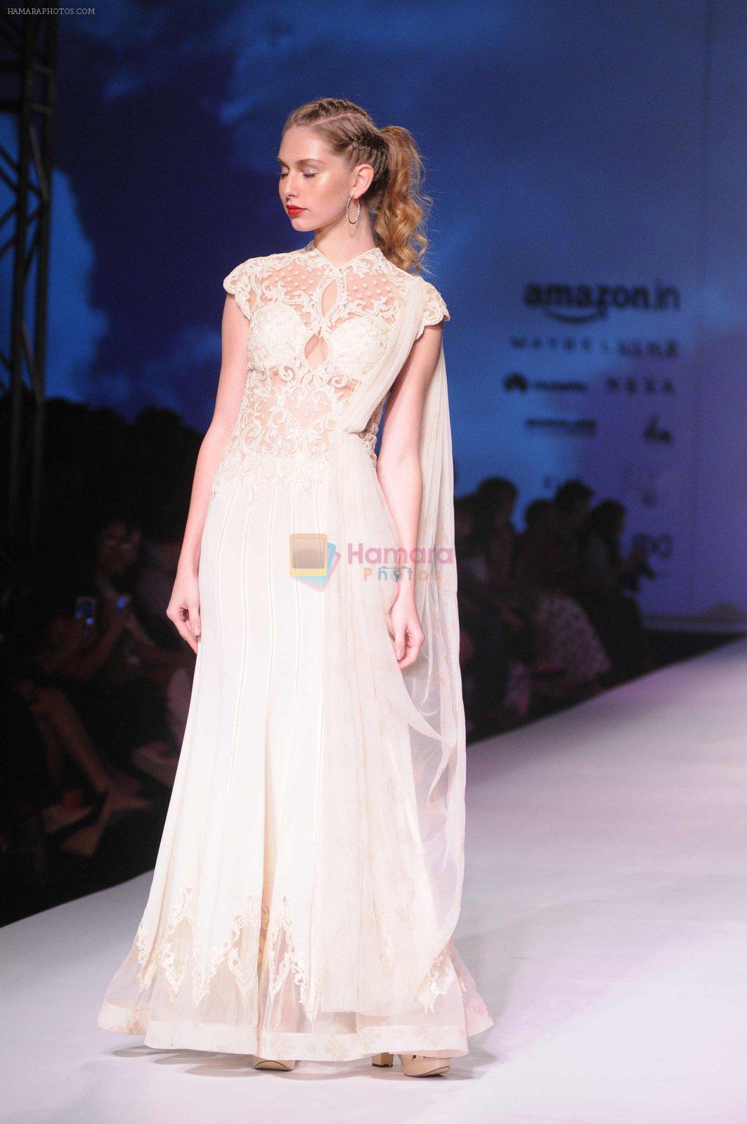 Model walk the ramp for Mandira Wrik's show at Amazon India Fashion Week on 15th Oct 2016