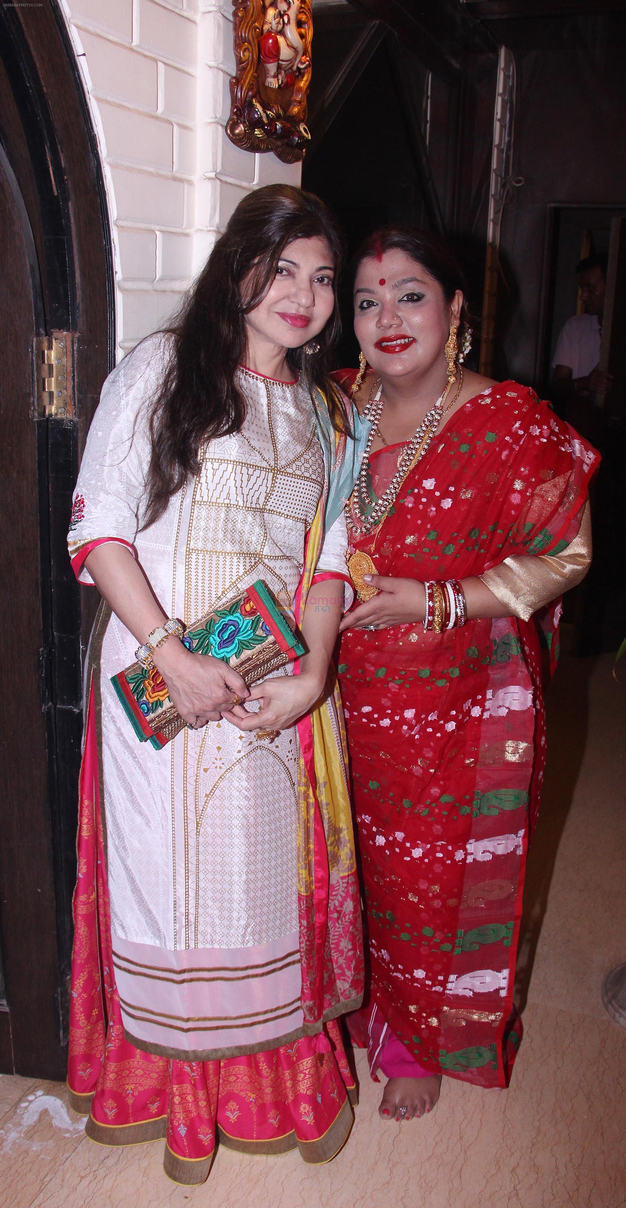 Alka Yagnik and Rema Lahiri Bansal at Bappi da's Lakshmi Pooja at the Lahiri House in Juhu