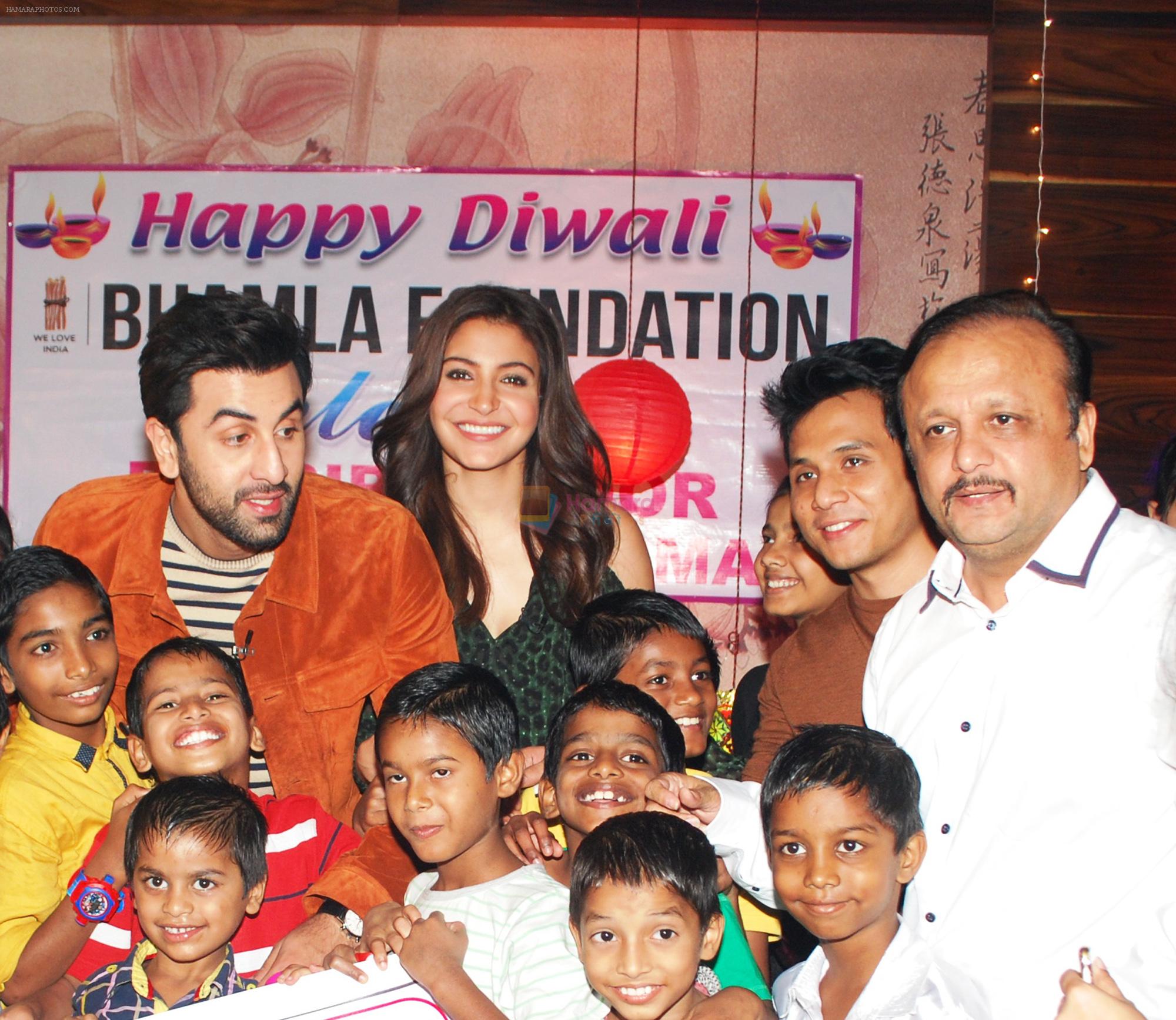 Ranbir Kapoor, Anushka Sharma, Ankit Tamang and Asif Bhamla at Bhamla Foundation's Diwali celebrations with orphan and special kids at TAP Resto Bar 5