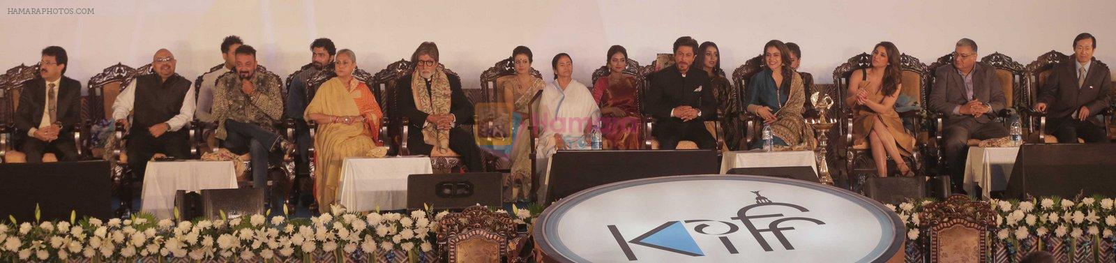 Amitabh Bachchan, Shahrukh Khan, Jaya Bachchan, Kajol, Sanjay Dutt, Parineeti Chopra at Kolkata Film festival opening on 11th Nov 2016