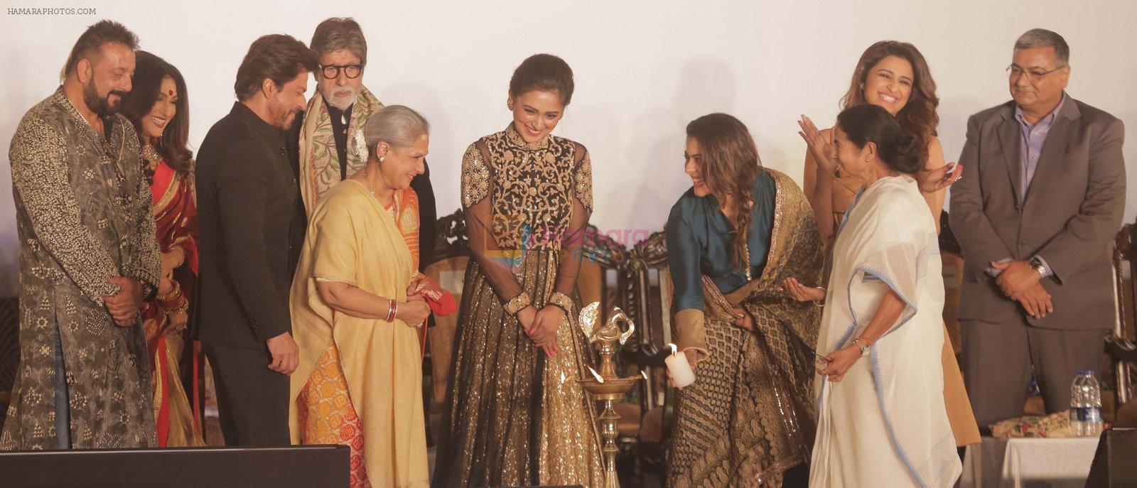 Amitabh Bachchan, Shahrukh Khan, Kajol, Jaya Bachchan, Parineeti Chopra, Sanjay Dutt at Kolkata Film festival opening on 11th Nov 2016