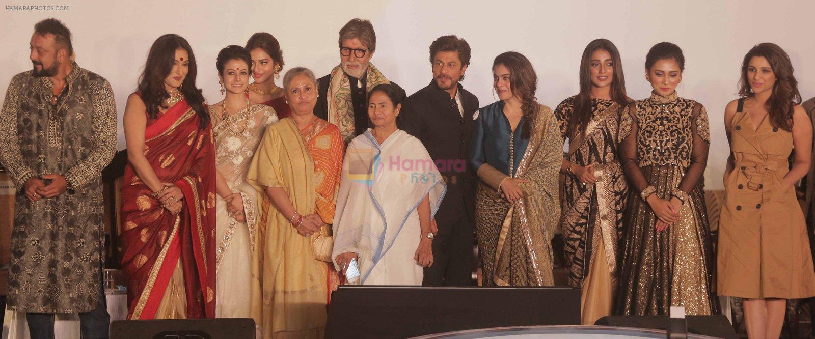 Amitabh Bachchan, Shahrukh Khan, Kajol, Jaya Bachchan at Kolkata Film festival opening on 11th Nov 2016