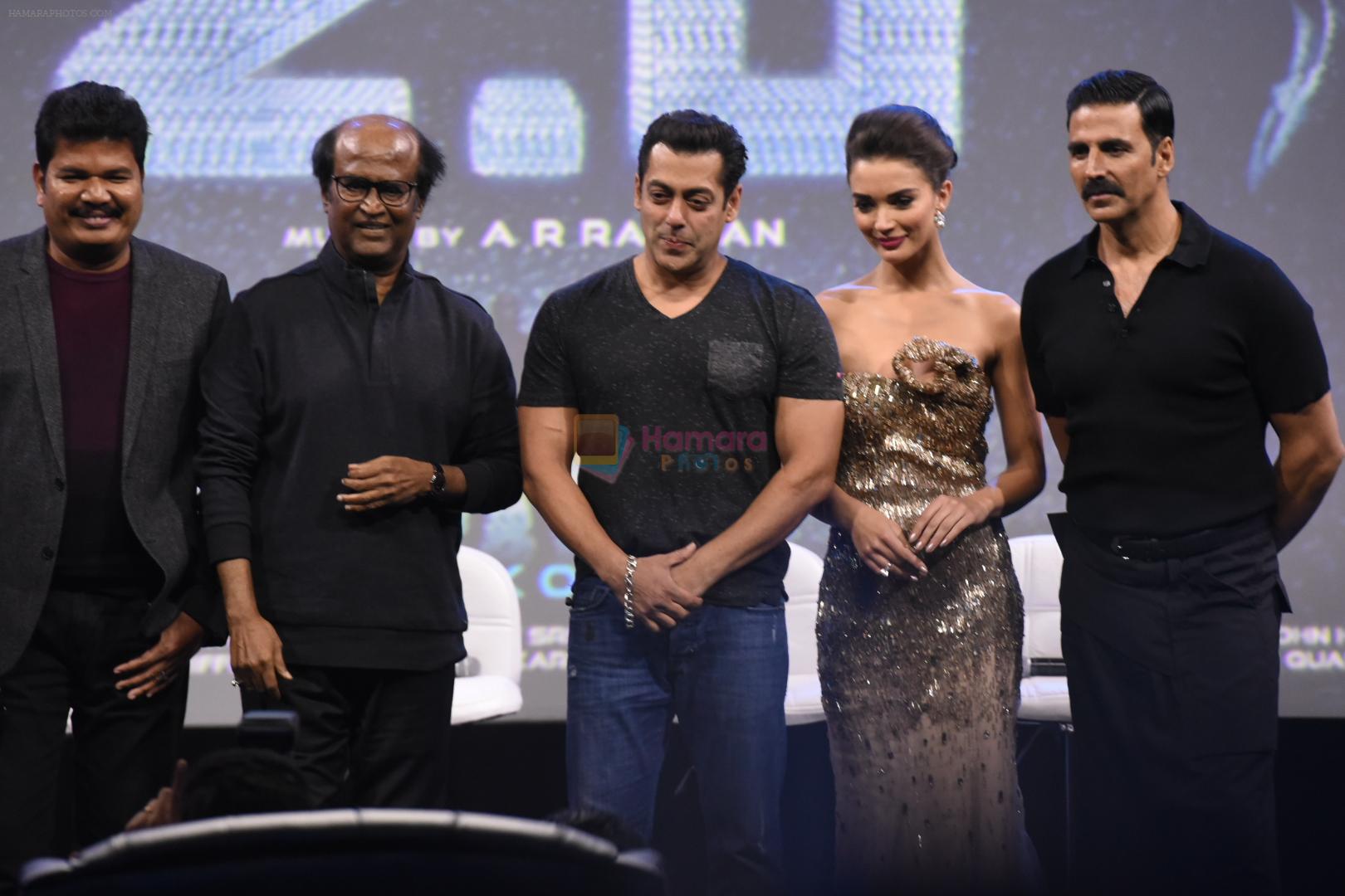 Salman Khan, Akshay Kumar, Rajnikant, Amy Jackson at Robot 2 launch in Mumbai on 19th Nov 2016