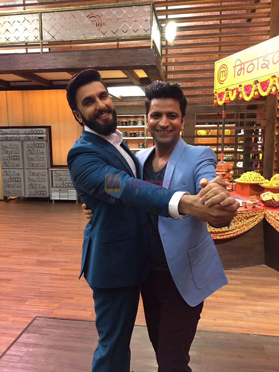 Ranveer Singh and Kunal Kapur on the sets of Masterchef season 5