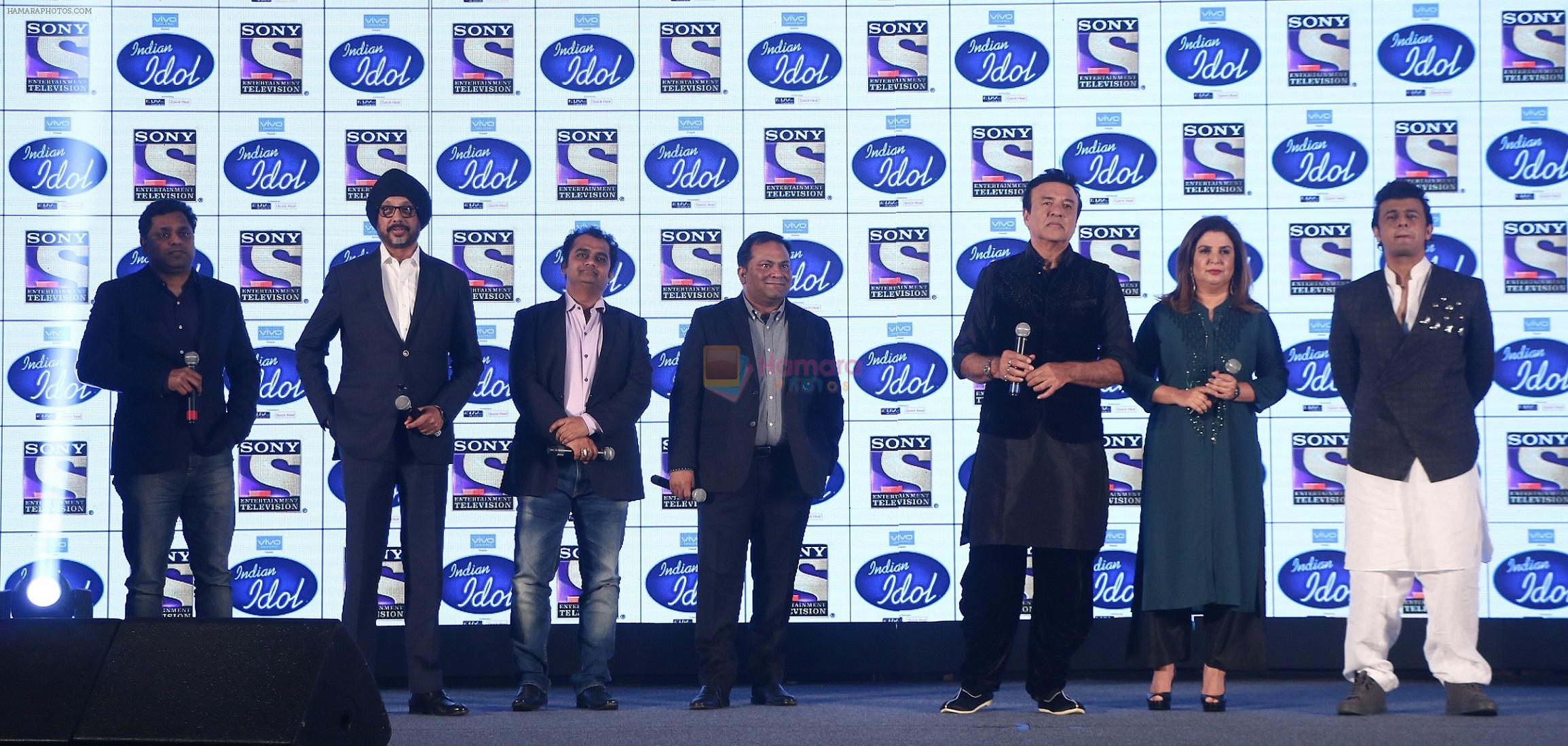 Vidyuth Bhandary, NP Singh, Ashish Golwalkar,  Danish Khan, Anu Malik, Farah Khan and Sonu Nigam on the sets of Indian Idol on 20th Dec 2016