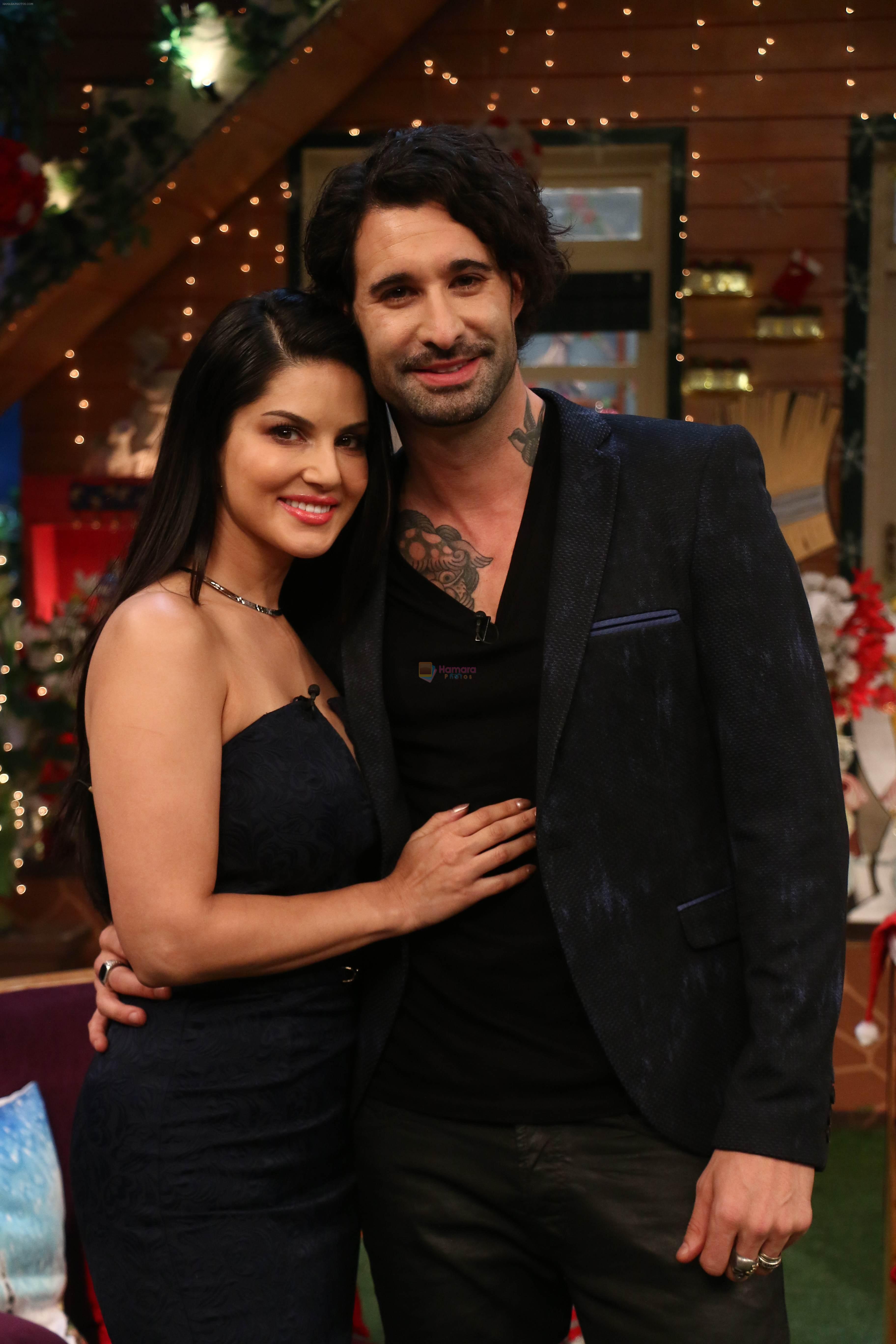 Sunny Leone and her husband Daniel Weber on the sets of The Kapil Sharma Show on 24th Dec 2016