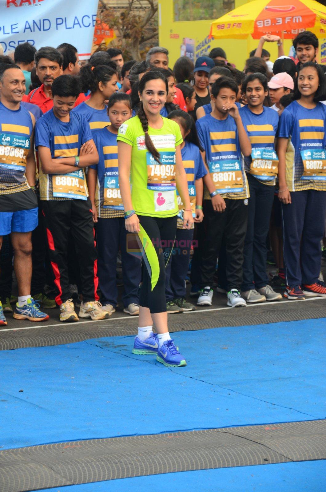 Tara Sharma at Mumbai Marathon Event in Mumbai on 15th Jan 2017