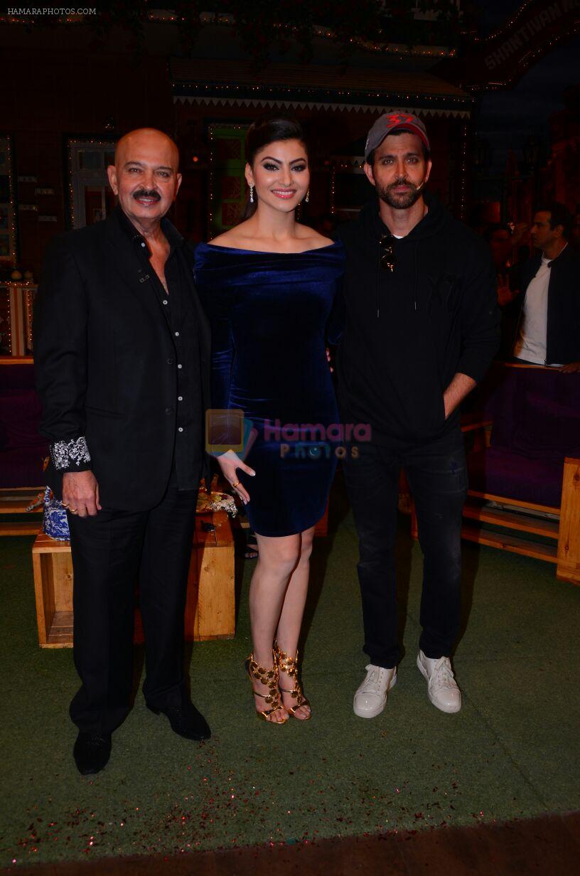 Rakesh Roshan, Urvashi Rautela, Hrithik Roshan promote Kaabil on the sets of The Kapil Sharma Show on 29th Jan 2017