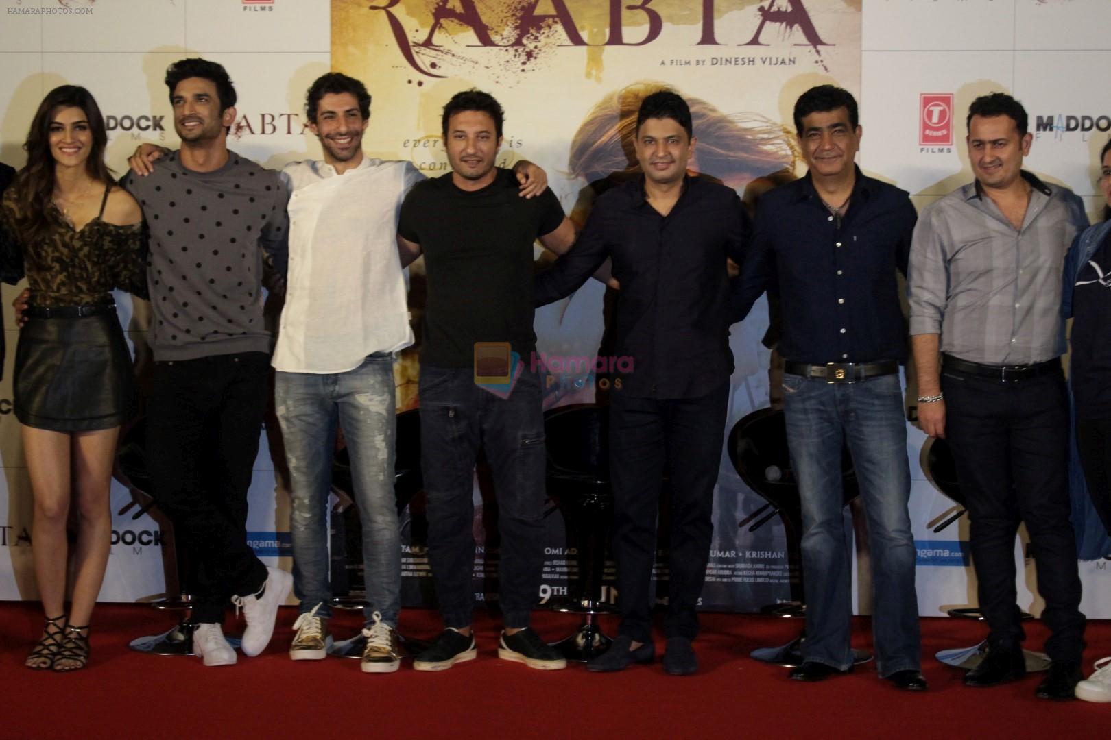 Sushant Singh Rajput, Kriti Sanon, Kishan Kumar,  Bhushan Kumar, Dinesh Vijan At Trailer Launch Of Film Raabta on 17th April 2017