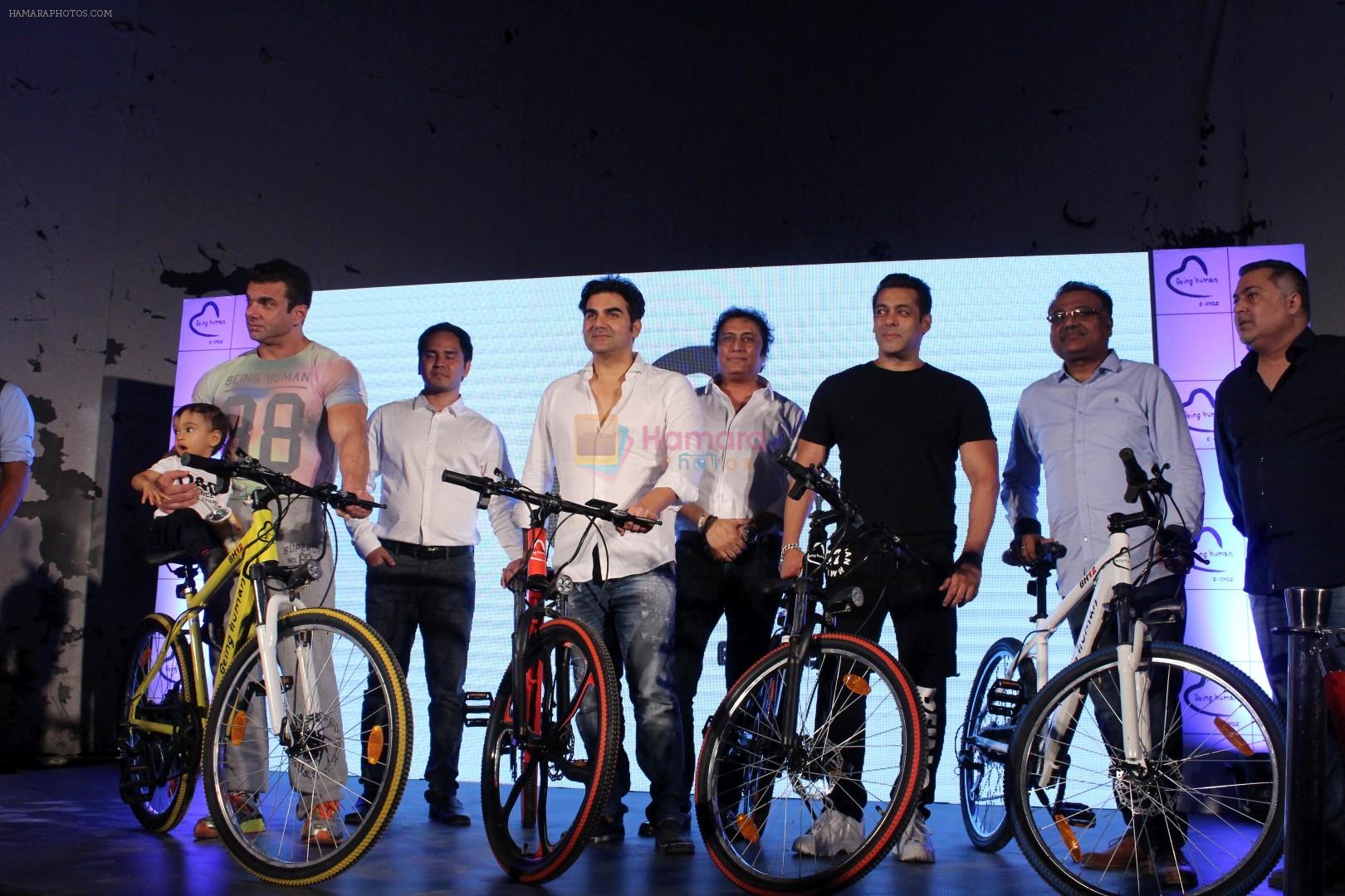 Salman Khan, Arbaaz Khan, Sohail Khan at the Launch Of Being Human Electric Cycles on 5th June 2017