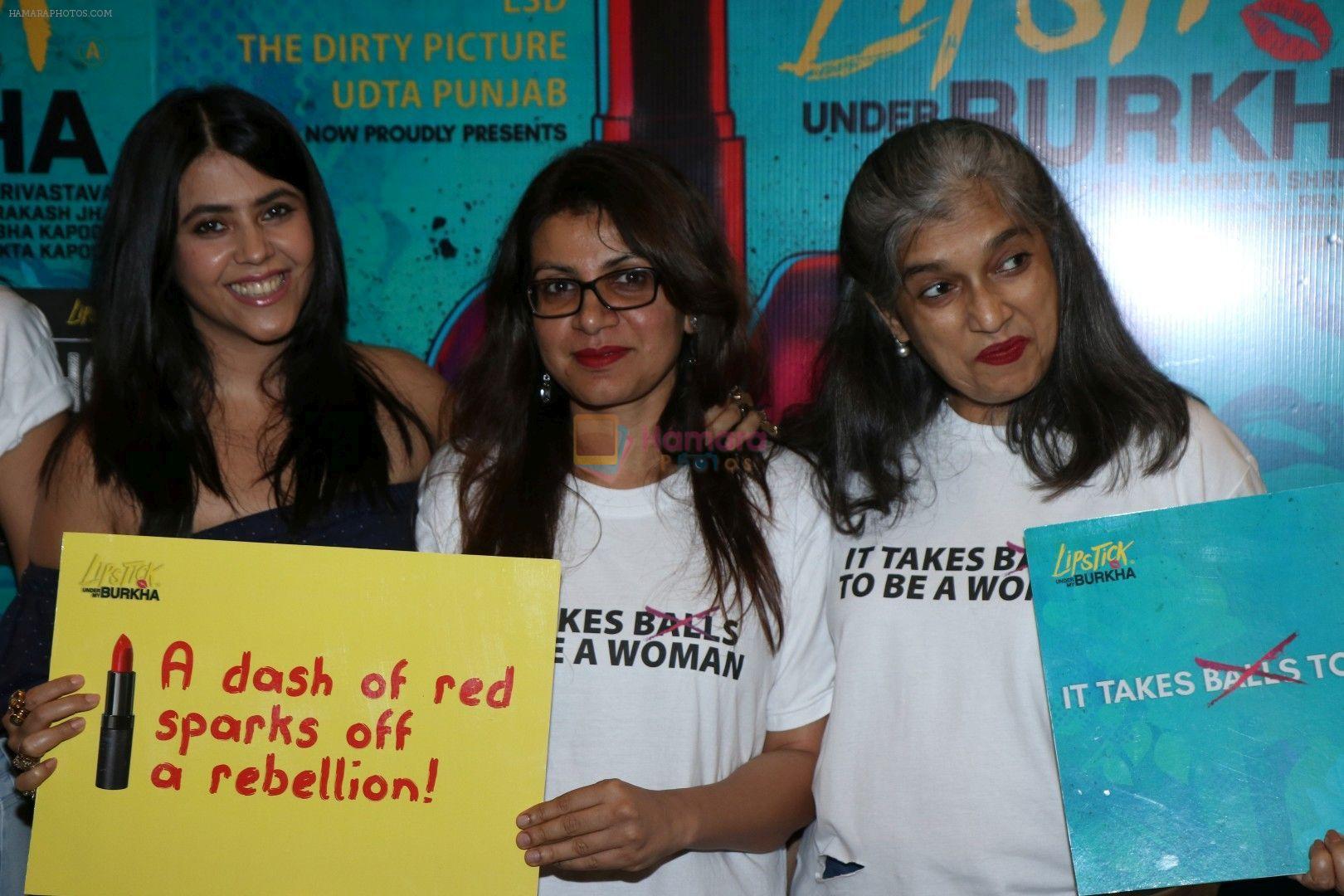 Ekta Kapoor, Ratna Pathak Shah, Alankrita Shrivastava at the Trailer Launch Of Film Lipstick Under My Burkha on 27th June 2017