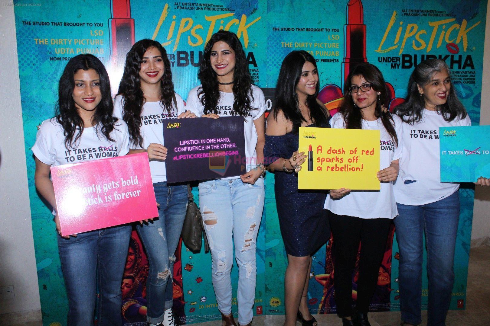 Konkona sen sharma, Aahana Kumra, Ekta Kapoor, Ratna Pathak Shah, Plabita Borthakur, Alankrita Shrivastava at the Trailer Launch Of Film Lipstick Under My Burkha on 27th June 2017