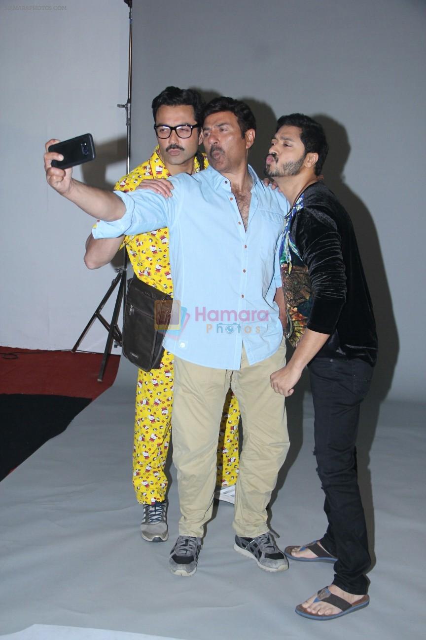 Bobby Deol, Sunny Deol and Shreyas Talpade were spotted shooting for a promotional photo shoot for their upcoming film Poster Boys in Mehboob Studio on 17th July 2017