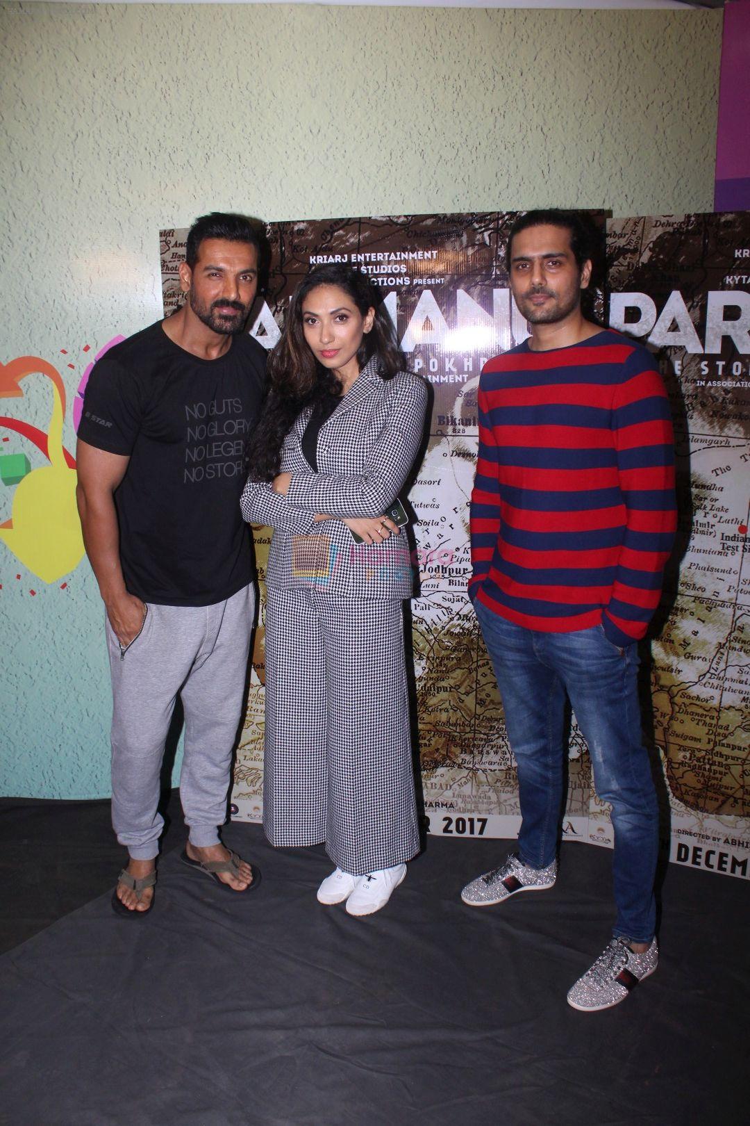 John Abraham, Prerna Arora, Arjun N Kapoor during the interview for film Parmanu The Story Of Pokhran on 22nd July 2017