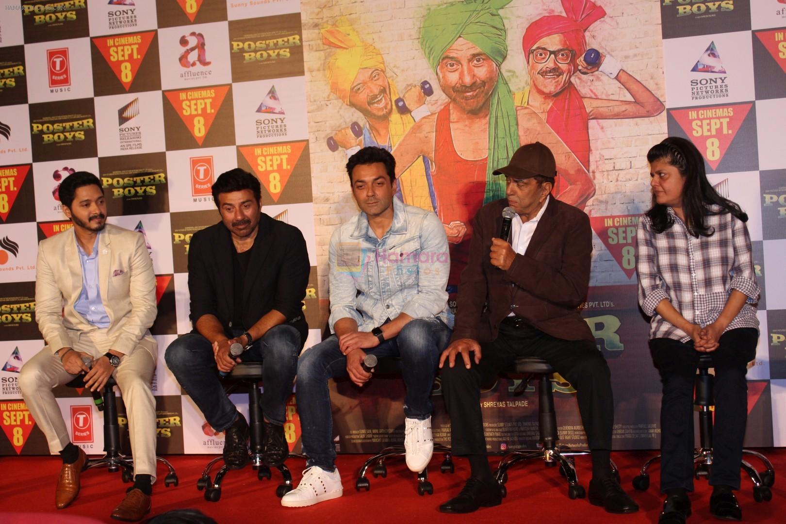 Dharmendra, Sunny Deol, Bobby Deol, Shreyas Talpade at the Trailer Launch Of Film Poster Boys on 24th July 2017