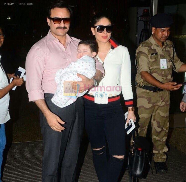 Saif Ali Khan & Kareena Kapoor Khan With Taimur Ali Khan Spotted At Airport