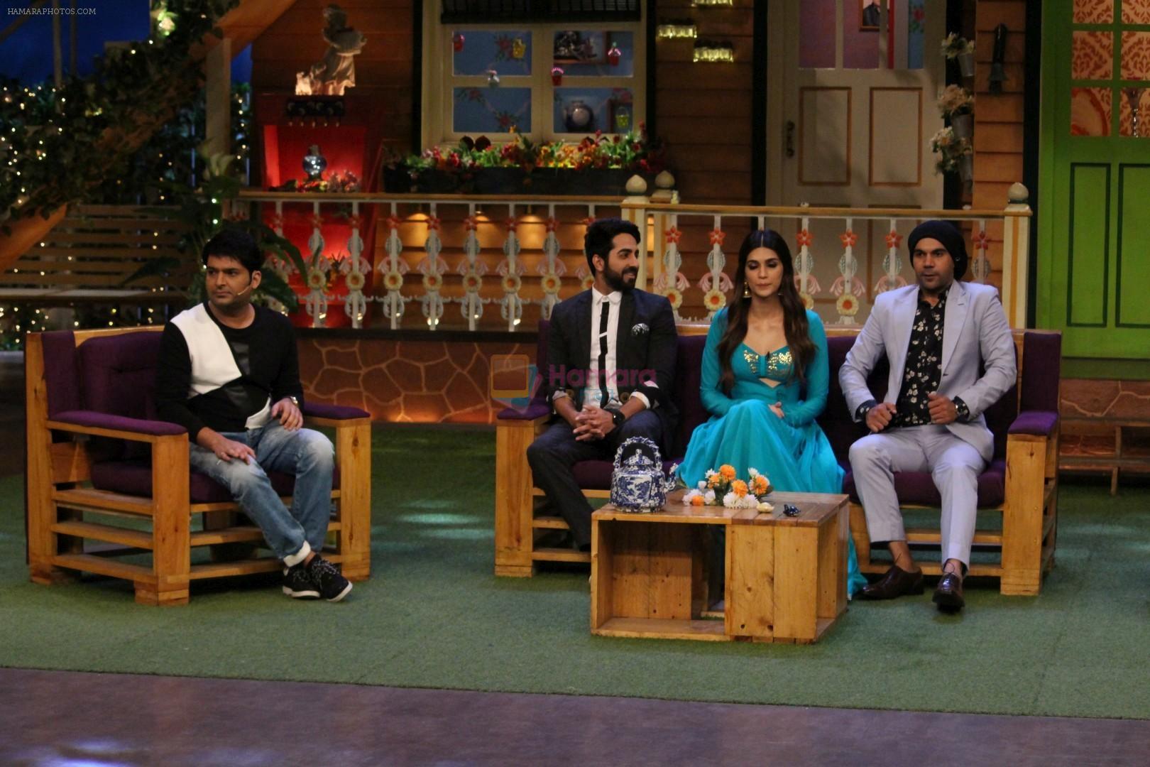 Ayushmann Khurrana, Rajkummar Rao, Kriti Sanon promote Bareilly Ki Barfi on the sets of The Kapil Sharma Show on 9th Aug 2017