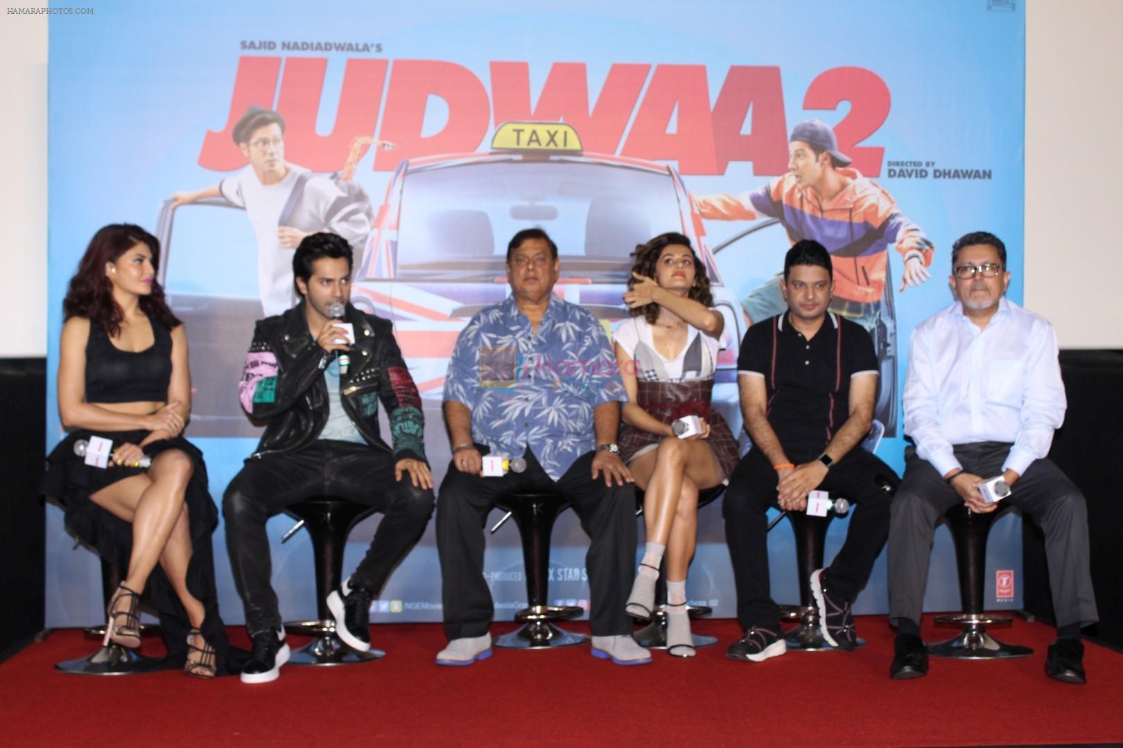 Varun Dhawan,Jacqueline Fernandez, Taapsee Pannu at the Trailer Launch Of Judwaa 2 on 21st Aug 2017