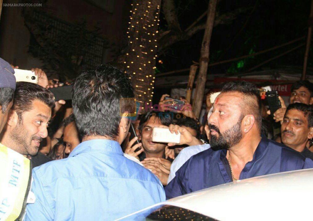 Salman Khan, Sanjay Dutt at the Ganesh Chaturthi Celebration At Ambani House on 26th Aug 2017