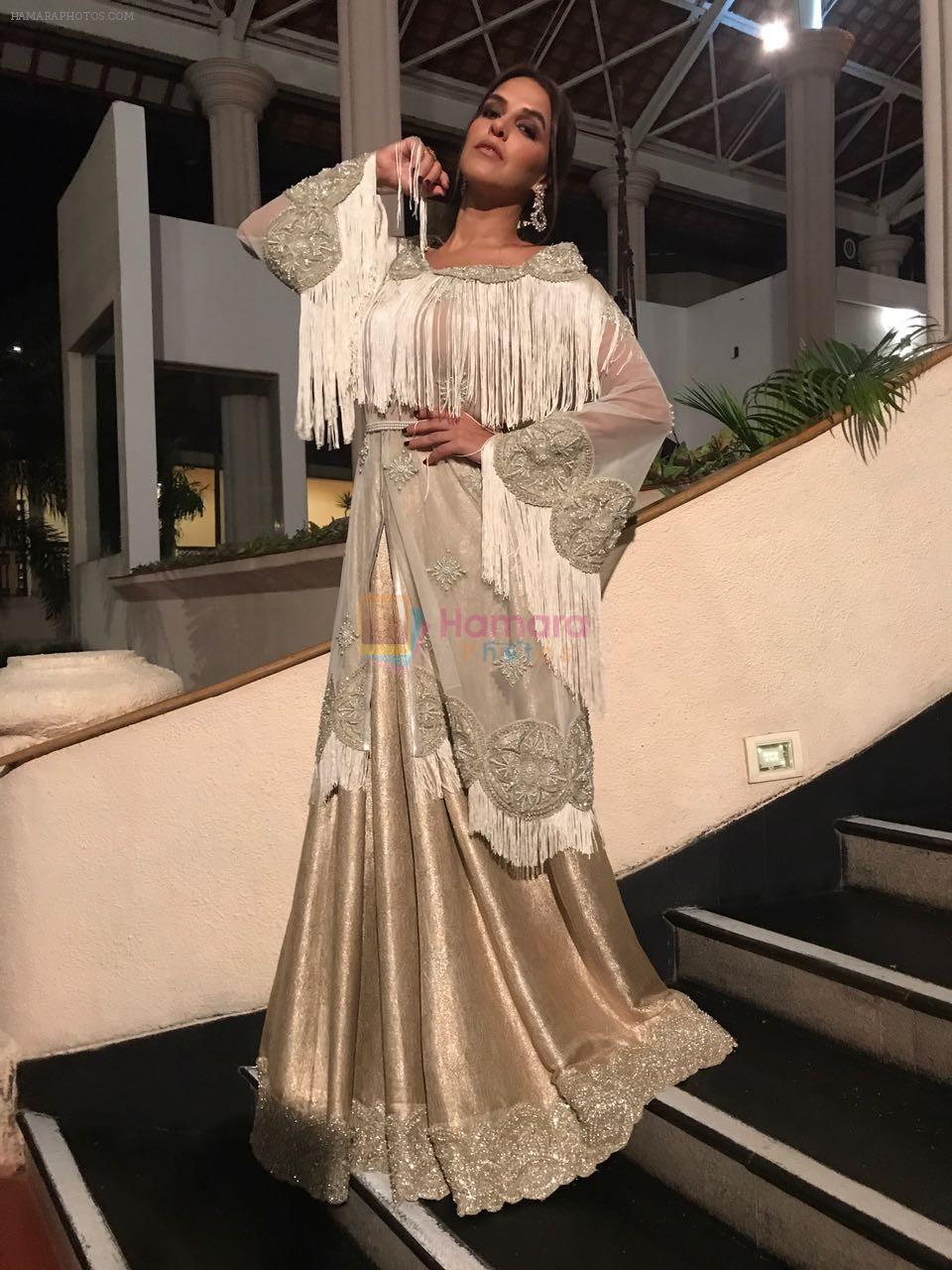 Neha Dhupia In faraz Manan and Anmol jewels for hosting a wedding event in goa