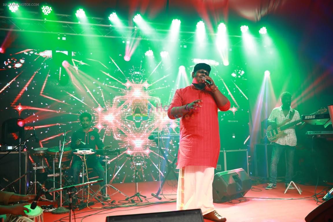 Vaishnav Girish contestant of Sa re ga ma pa little champs performing at Navratri party of the Kalyan Jewellers family