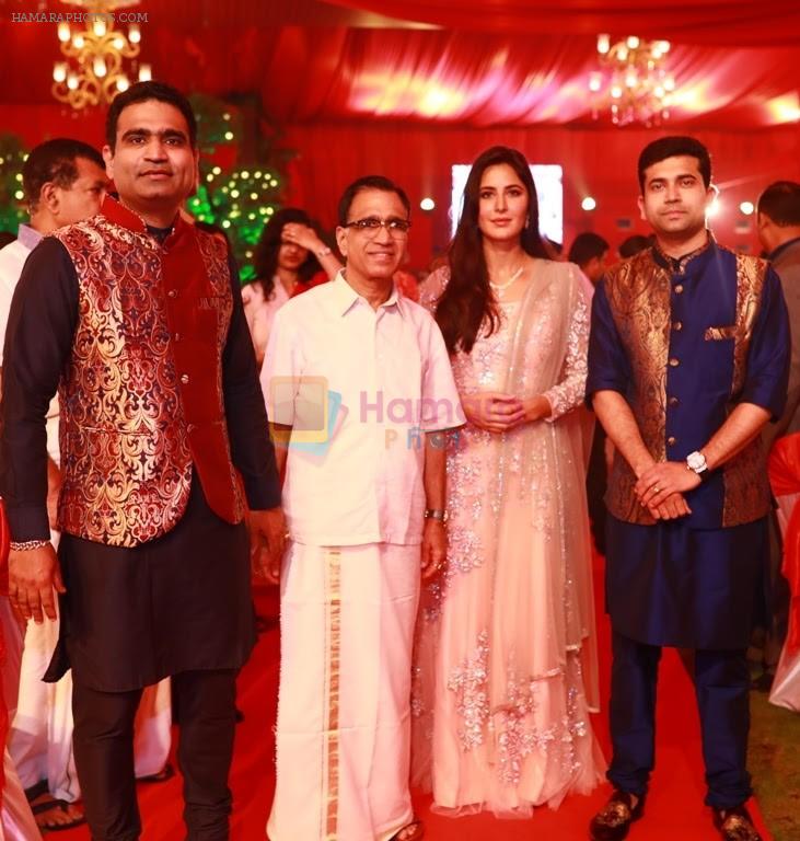 Rajesh Kalyanaraman Executive Director Kalyan Jewellers, T .S. Kalyanaraman Chairman Kalyan Jewellers, Katrina Kaif and Ramesh Kalyanaraman Executive Director Kalyan Jewellers