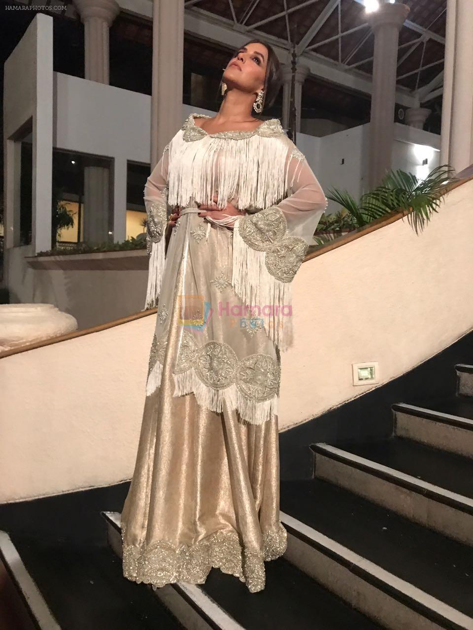 Neha Dhupia In faraz Manan and Anmol jewels for hosting a wedding event in goa