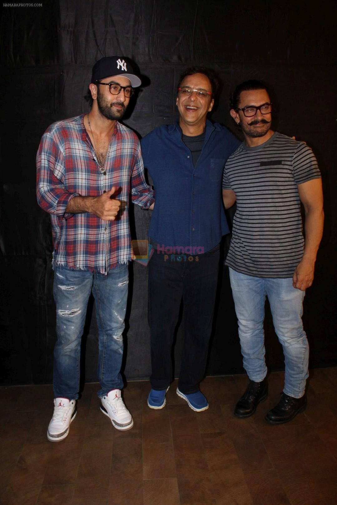 Ranbir Kapoor, Aamir Khan, Vidhu Vinod Chopra at the special screening of film secret superstar on 17th Oct 2017